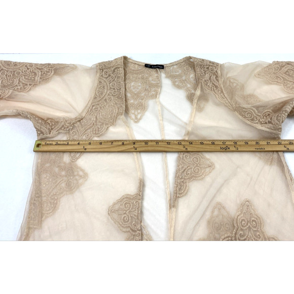 Luna‎ Moon Sheer Duster Womens Small Embroidered Open Front Festival Fairy Sheer - Picture 7 of 10